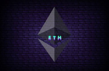 dijital arka planda ethereum sanal para birimi resimleri. 3d illüstrasyon.