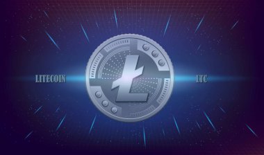 Litoin sanal para birimi görüşleri. 3d çizimler.