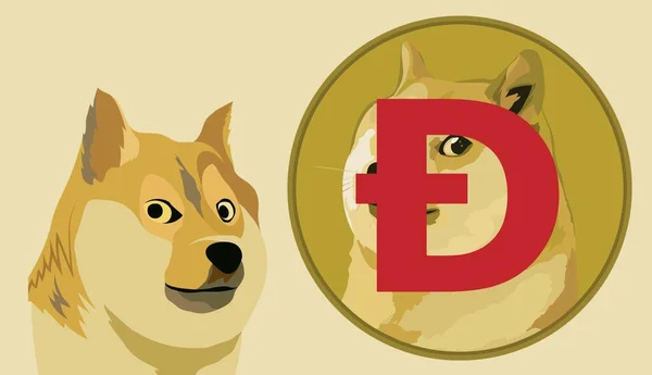 Doge Munt Virtuele Valuta Beelden Illustraties — Stockfoto