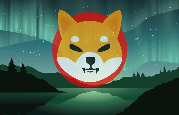 Shiba Imágenes Moneda Virtual Sobre Fondo Colorido Ilustraciones — Foto de Stock