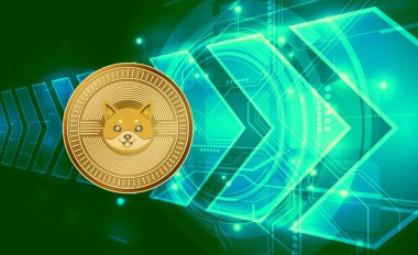 Floki sanal para birimi logosu. 3d çizimler.