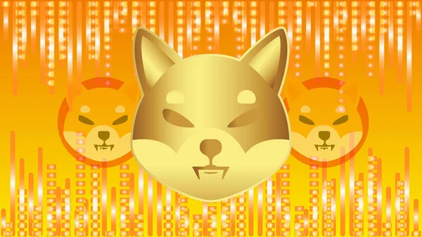 Shiba renkli arka planda sanal para birimi görselleri. 3d illüstrasyon.