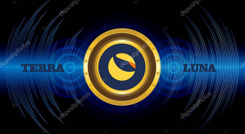 Digital background image of the terra virtual currency. 3d drawings.