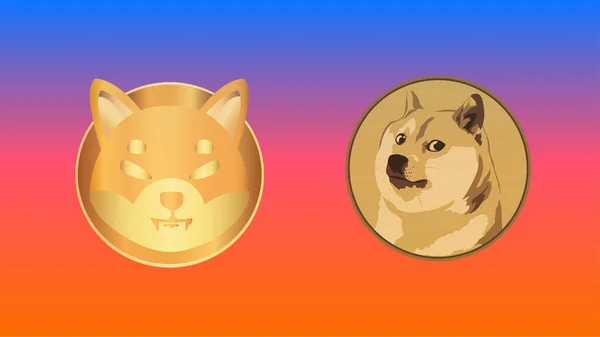 Shiba Inu Dogecoin Віртуальні Валютні Візуальні Ефекти Абстрактному Тлі Ілюстрації — стокове фото