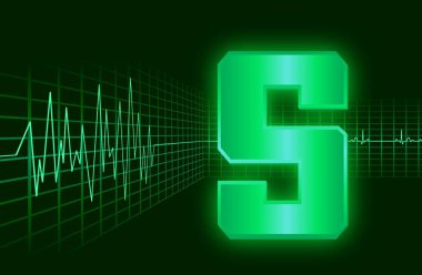 Soyut arkaplanda sanal para birimi logosu var. 3d illüstrasyon.