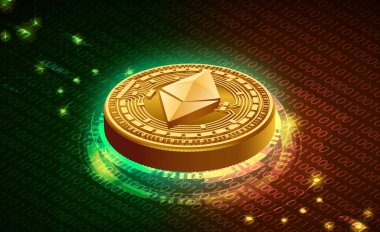 ethereum sanal para birimi görüntüleri. 3d illüstrasyon.