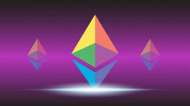 ethereum sanal para birimi görüntüleri. 3d illüstrasyon.