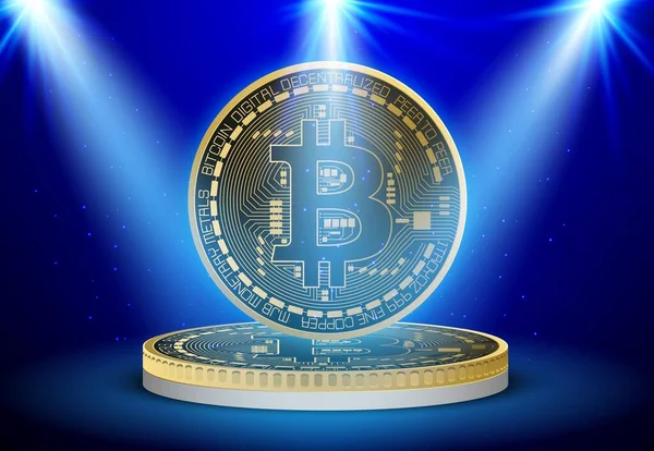 Obrazy Logo Bitcoina Cyfrowym Tle Ilustracje — Zdjęcie stockowe