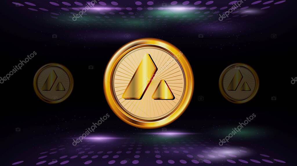 Avalanche virtual currency image in the digital background. 3d illustrations.