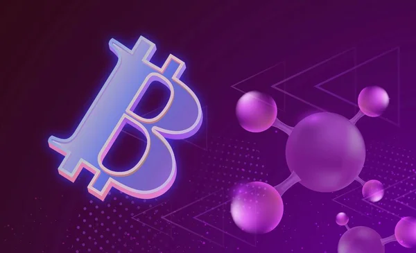 Зображення Логотипу Bitcoin Цифровому Тлі Ілюстрації — стокове фото