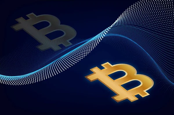 Dijital Arkaplandaki Bitcoin Logosunun Görüntüleri Illüstrasyon — Stok fotoğraf