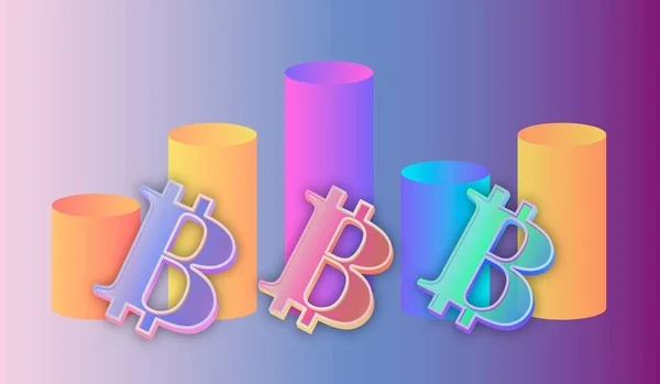 Immagini Del Logo Bitcoin Uno Sfondo Digitale Illustrazioni — Foto Stock