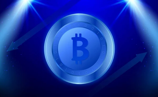 Imágenes Del Logotipo Bitcoin Sobre Fondo Digital Ilustraciones —  Fotos de Stock