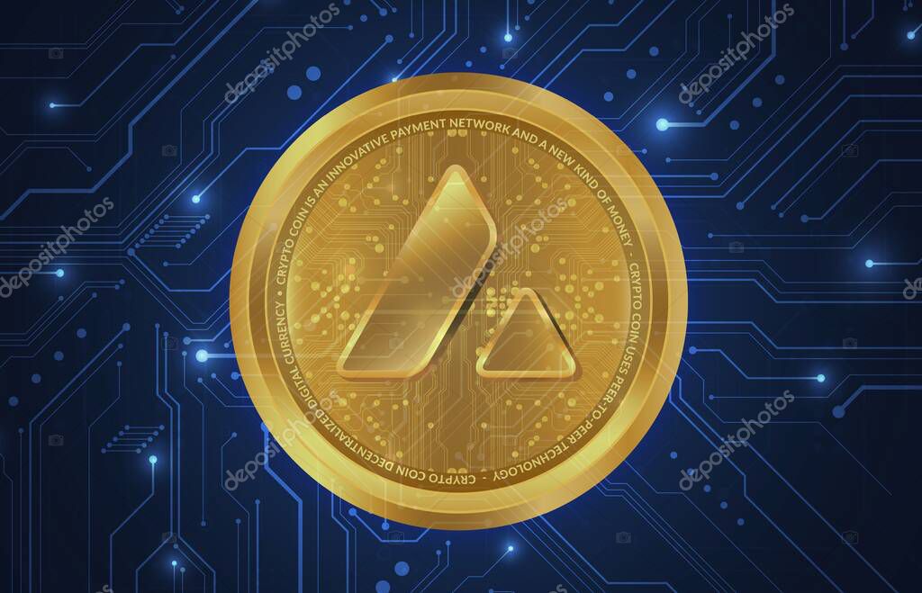 Avalanche virtual currency image in the digital background. 3d illustrations.