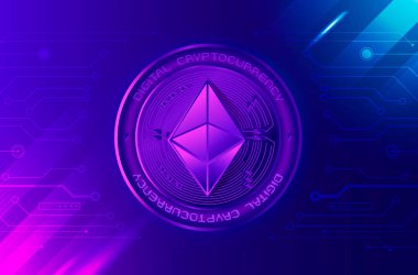 ethereum sanal para birimi görüntüleri. 3d illüstrasyon.