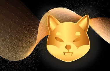 Shiba renkli arka planda sanal para birimi görselleri. 3d illüstrasyon.