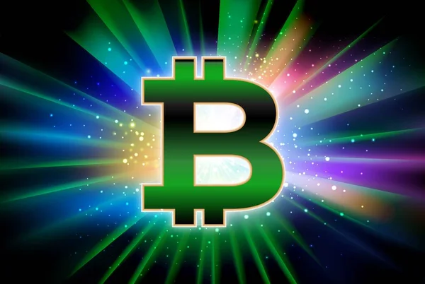 Dijital Arkaplandaki Bitcoin Logosunun Görüntüleri Illüstrasyon — Stok fotoğraf