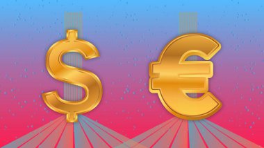 Finans logoları. Euro para birimi sembolüdür. 3d illüstrasyon