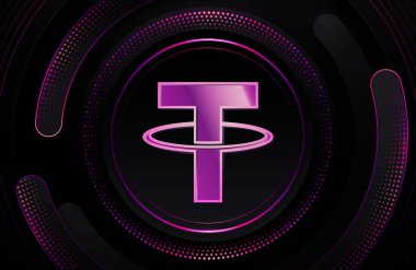 Bağlı sanal para birimi logosu. 3d illüstrasyon.