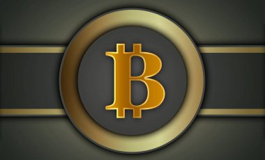 Dijital arkaplandaki bitcoin logosunun görüntüleri. 3d illüstrasyon.