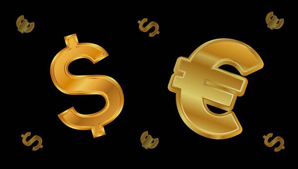 логотипы валют. логотип доллара и евро. 3d иллюстрации.