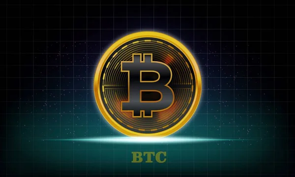 Képek Bitcoin Logóról Digitális Háttérrel Illusztrációk — Stock Fotó