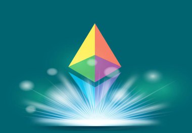 ethereum sanal para birimi görüntüleri. 3d illüstrasyon.