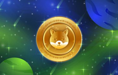 Floki sanal para birimi görüntüleri. 3d illüstrasyon.