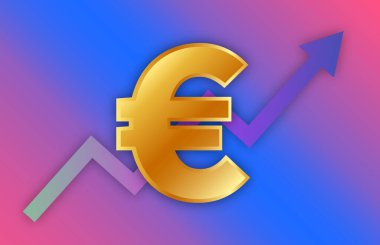 Finans logoları. Euro para birimi sembolüdür. 3d illüstrasyon