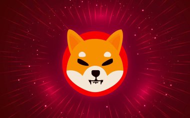 Shiba renkli arka planda sanal para birimi görselleri. 3d illüstrasyon.