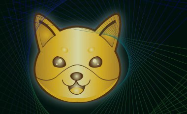 Floki sanal para birimi görüntüleri. 3d illüstrasyon.