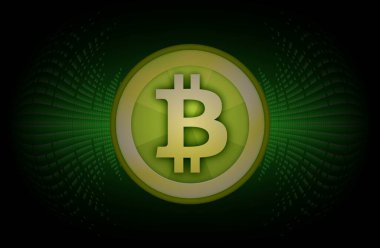 Dijital arkaplandaki bitcoin logosunun görüntüleri. 3d illüstrasyon.