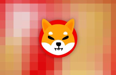 Shiba renkli arka planda sanal para birimi görselleri. 3d illüstrasyon.