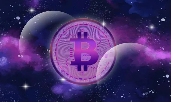 Immagini Del Logo Bitcoin Uno Sfondo Digitale Illustrazioni — Foto Stock