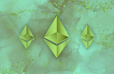 ethereum sanal para birimi görüntüleri. 3d illüstrasyon.