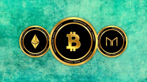 Bitcoin Maker Ethereum Virtuele Valuta Beelden Illustraties — Stockfoto