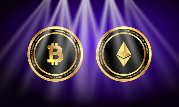 Bilder Der Virtuellen Währung Bitcoin Und Ethereum Abbildungen — Stockfoto