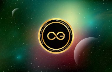 Sonsuz sanal para birimi görüşleri. 3d illüstrasyon