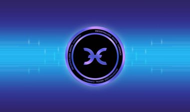 Sanal para biriminin dijital bir arka plandaki görüntüsü. 3d illüstrasyon.