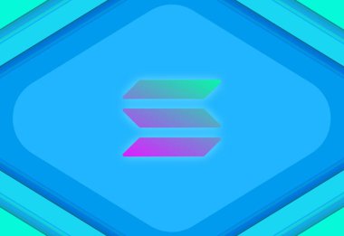 Solana sanal para biriminin dijital arkaplandaki görüntüsü. 3d çizimler.