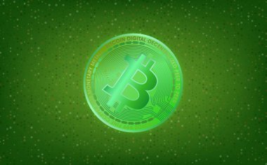 Dijital arkaplandaki bitcoin logosunun görüntüleri. 3d illüstrasyon.