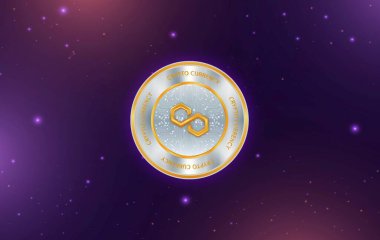 Çokgen sanal para birimi resimleri. 3d çizimler.