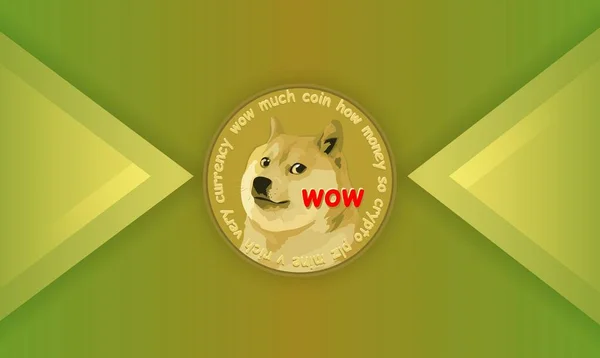 Талісман Dogecoin Віртуальне Валютне Зображення Чорному Тлі Ілюстрації — стокове фото
