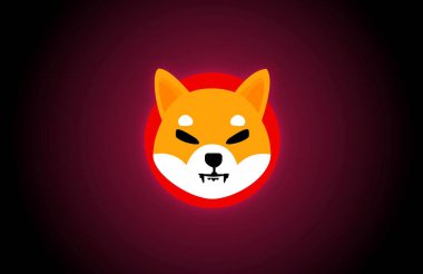 Shiba renkli arka planda sanal para birimi görselleri. 3d illüstrasyon.
