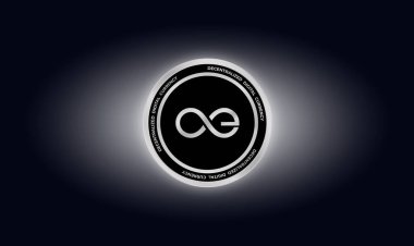 Sonsuzluğun sanal para birimi görüntüsü. 3d illüstrasyon