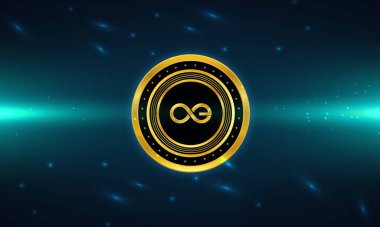 Sonsuzluğun sanal para birimi görüntüsü. 3d illüstrasyon