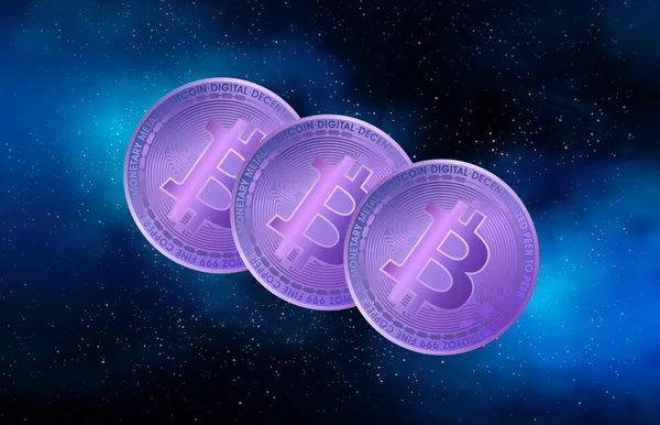 Imagens Logotipo Bitcoin Fundo Digital Ilustrações — Fotografia de Stock