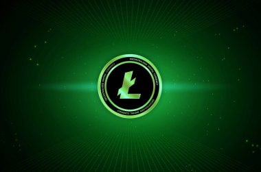 Litoin sanal para birimi görüşleri. 3d illüstrasyon