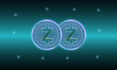 Zcash sanal para biriminin dijital arkaplan görüntüsü. 3d illüstrasyon.