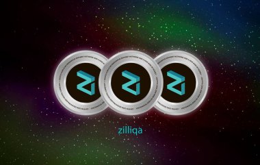 zilliqa sanal para birimi resimleri. 3d illüstrasyon.